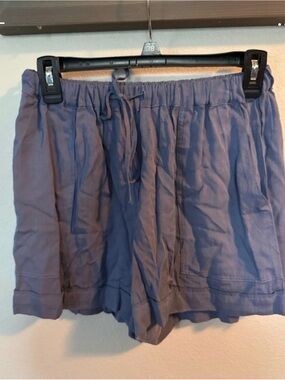 Kori High-Waist Drawstring Shorts in Dusty Blue